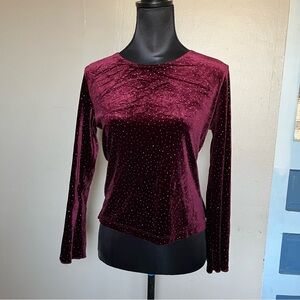 90s whimsygoth beaded burgundy velvet flare sleeve top